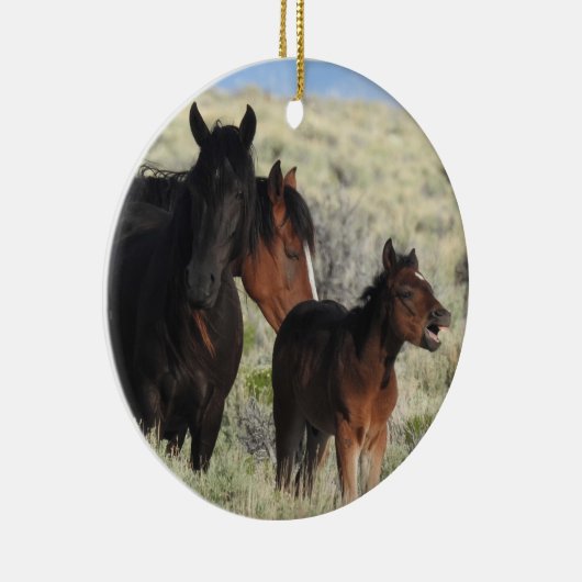 Wildpaarden, wilde ornamenten, naturen, dieren keramisch ornament (Rechts)