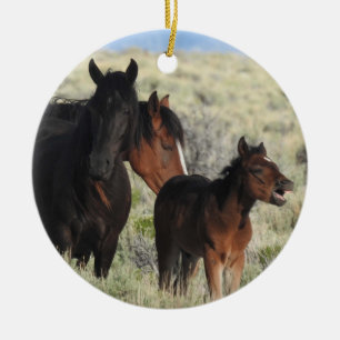 Wildpaarden, wilde ornamenten, naturen, dieren keramisch ornament