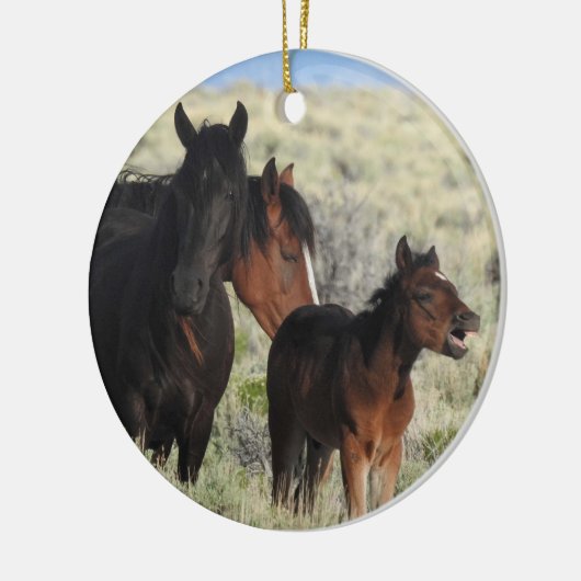 Wildpaarden, wilde ornamenten, naturen, dieren keramisch ornament (Links)