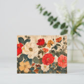 Wildroosmix op verweerd hout briefkaart (Staand voorkant)