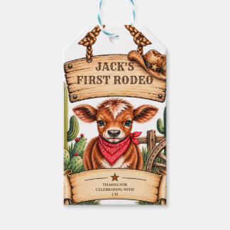 Wildste in het Westen Cowboy Eerste Verjaardag Cadeaulabel