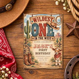 Wildste in het Westen Cowboy Eerste Verjaardag Kaart