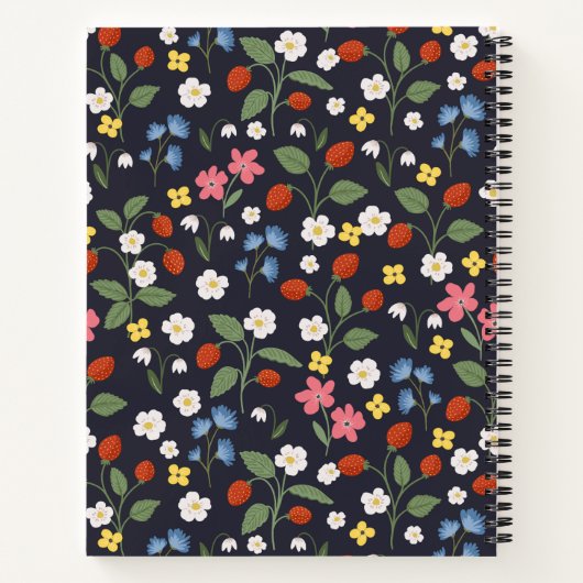 Wildstrawberry patterned custom notitieboek (Achterkant)