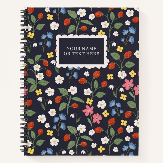 Wildstrawberry patterned custom notitieboek (Voorkant)