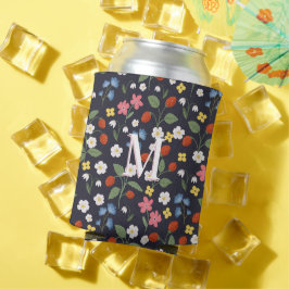 Wildstrawberry patterned Monogrammed Navy Blikjeskoeler