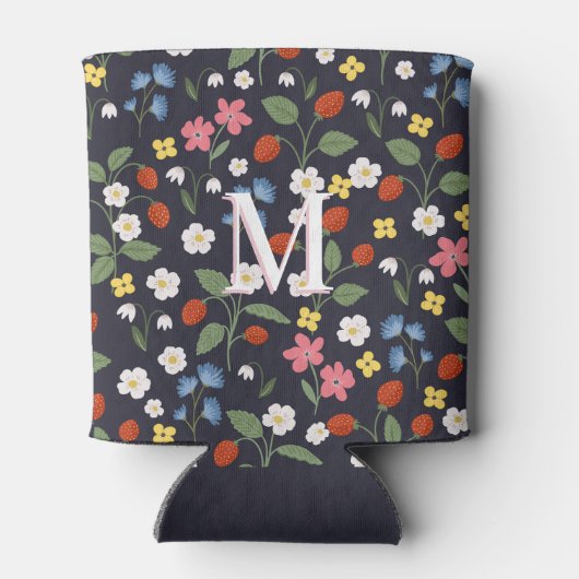 Wildstrawberry patterned Monogrammed Navy Blikjeskoeler (Achterkant)