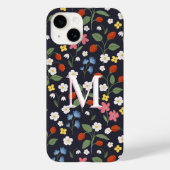 Wildstrawberry patterned Monogrammed Navy Case-Mate iPhone Case (Achterkant)