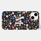 Wildstrawberry patterned Monogrammed Navy Case-Mate iPhone Case (Achterkant (horizontaal))