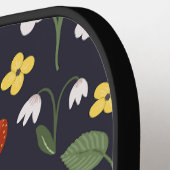 Wildstrawberry patterned Monogrammed Navy Pickleball Paddle (Links Detail)