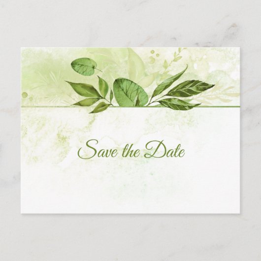 Wildwood Botanicals Rustieke Groene Save the Date Aankondigingskaart (Voorkant)