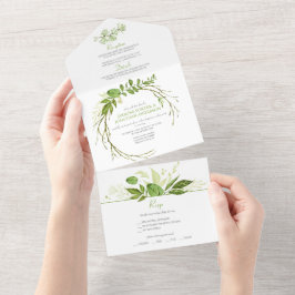 Wildwood Botanische Rustieke Krans Bruiloft | All In One Uitnodiging