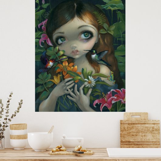Wildwood Bouquet ART PRINT big eye art hummingbird (Keuken)