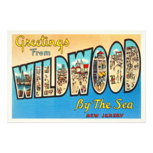 Wildwood door het Zee New Jersey NJ Briefkaart Foto Afdruk