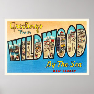 Wildwood door het Zee New Jersey NJ Briefkaart Poster