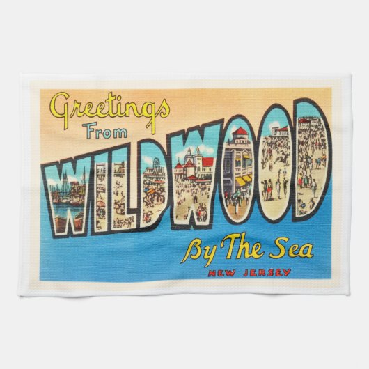 Wildwood door het Zee New Jersey NJ  Briefkaart Theedoek (Horizontaal)