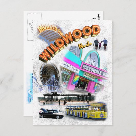 Wildwood, New Jersey Boardwalk Briefkaart (Voorkant / Achterkant)