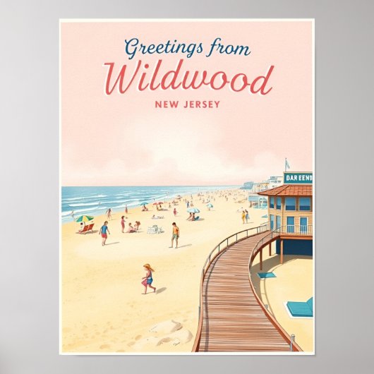 Wildwood, New Jersey – Retro strandscènes Poster (Voorkant)