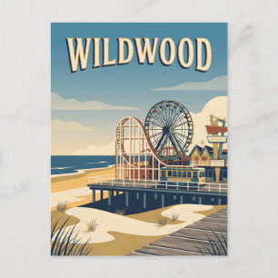 Wildwood New Jersey Retro Vintage Reisposter Briefkaart