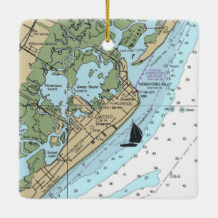 Wildwood NJ Chart Keramisch Ornament