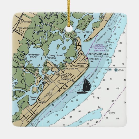 Wildwood NJ Chart Keramisch Ornament (Achterkant)