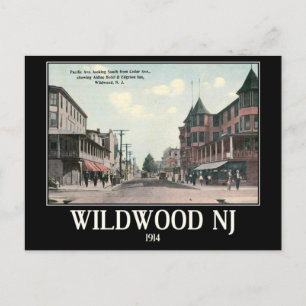 Wildwood NJ, Street Uitzicht, 1914,  Briefkaart