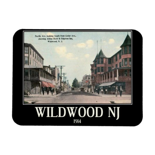 Wildwood NJ, Street Uitzicht, 1914,  Style Magneet (Horizontaal)