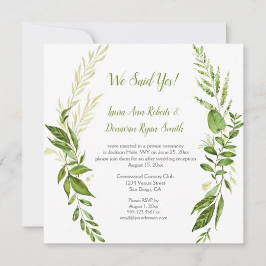 Wildwoods Botanicals Rustieke Ontvangst Kaartjes | Kaart (Voorkant)