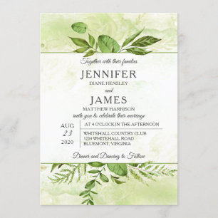 Wildwoods Botanische Moderne Typografie Bruiloft Kaart
