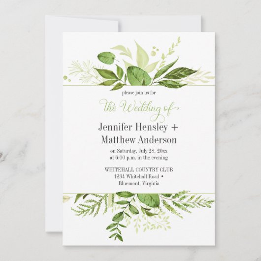 Wildwoods groen ingelijst bruiloft uitnodigingen (Voorkant)