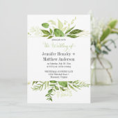 Wildwoods groen ingelijst bruiloft uitnodigingen (Staand voorkant)