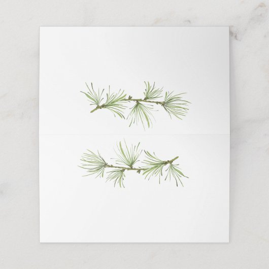 Wildwoods Pine Branch Rustiek groen Plaatskaartje (Buitenkant ongevouwen)