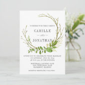 Wildwoods rustieke krans bruiloft uitnodiging (Staand voorkant)