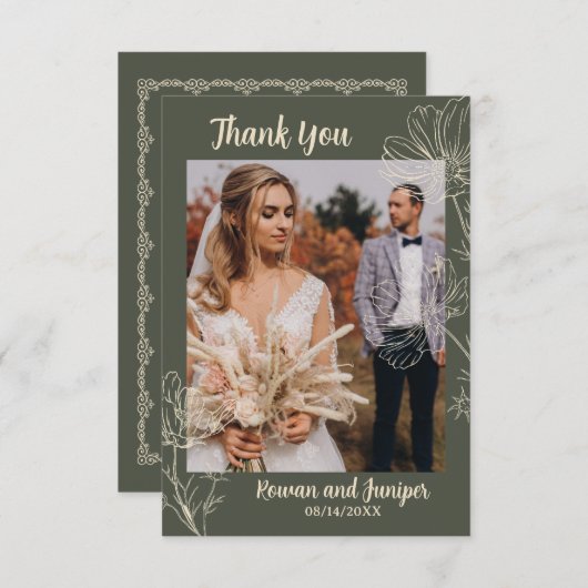 Wildy Yours Rustic Boho Wedding Dank je wel kaart (Voorkant / Achterkant)