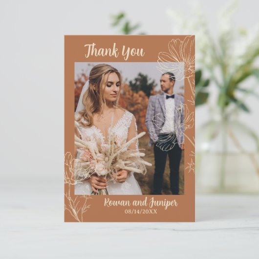 Wildy Yours Rustic Boho Wedding Dank je wel kaart (Staand voorkant)