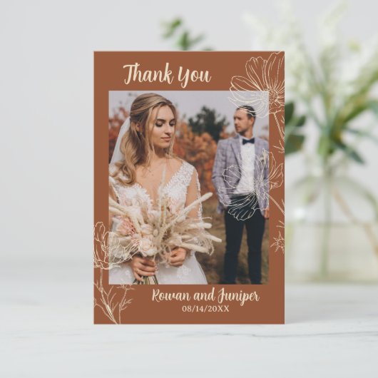 Wildy Yours Rustic Boho Wedding Dank je wel kaart (Staand voorkant)