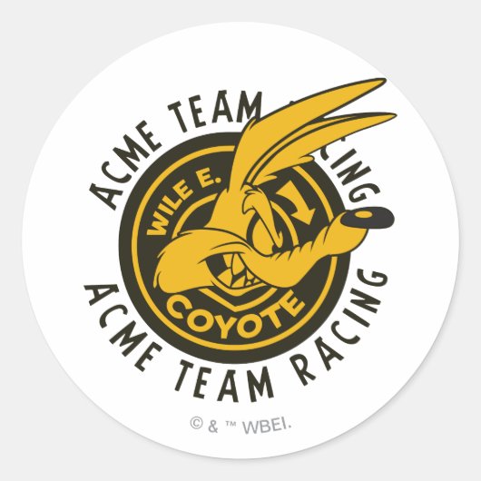 WILE E. COYOTE™ Acme Team Racing Ronde Sticker (Voorkant)