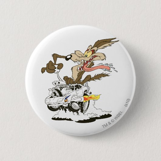 WILE E. COYOTE™ Crazy Driver Ronde Button 5,7 Cm (Voorkant)