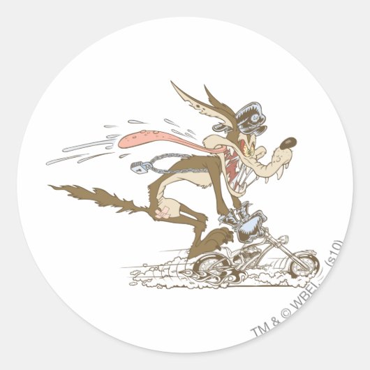 WILE E. COYOTE™ Cyclusracer Ronde Sticker (Voorkant)