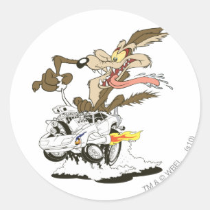 WILE E. COYOTE™ Dolle Drijver Ronde Sticker