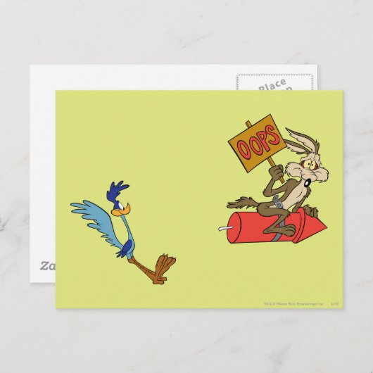 WILE E. COYOTE™ en ROAD RUNNER™ ACME Rocket Briefkaart (Voorkant / Achterkant)