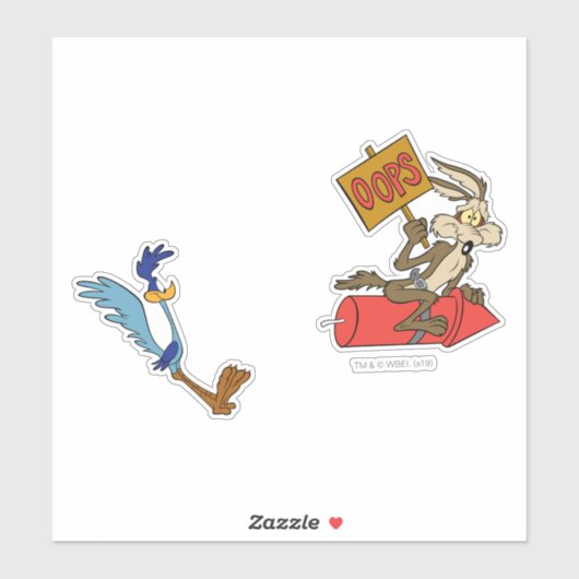 WILE E. COYOTE™ en ROAD RUNNER™ ACME Rocket Sticker (Vel)