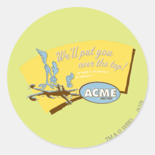 WILE E. COYOTE™ en ROAD RUNNER™ Acme Ronde Sticker
