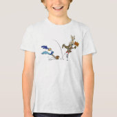 WILE E. COYOTE™ en ROAD RUNNER™ Pogo Stick Tri-Blend Shirt (Voorkant)