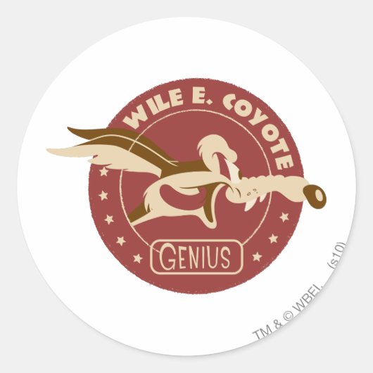 WILE E. COYOTE™ Genius Ronde Sticker (Voorkant)