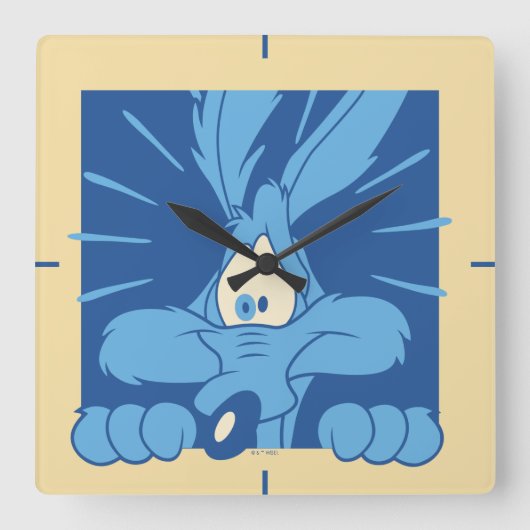 WILE E. COYOTE™ Geschokte Uitdrukking Vierkante Klok (Voorkant)