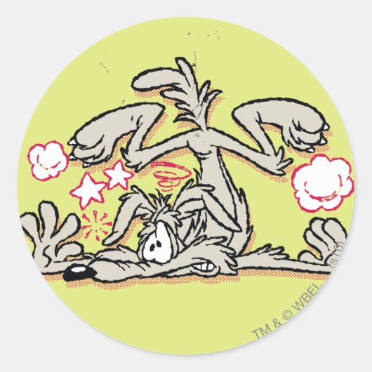 WILE E. COYOTE™ harde landing Ronde Sticker (Voorkant)