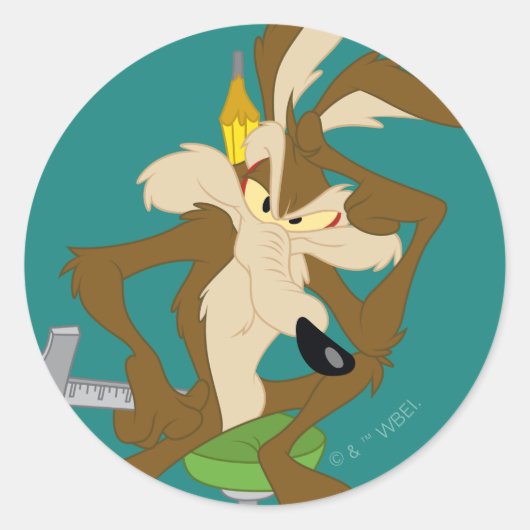 WILE E. COYOTE™ Planning Ronde Sticker (Voorkant)