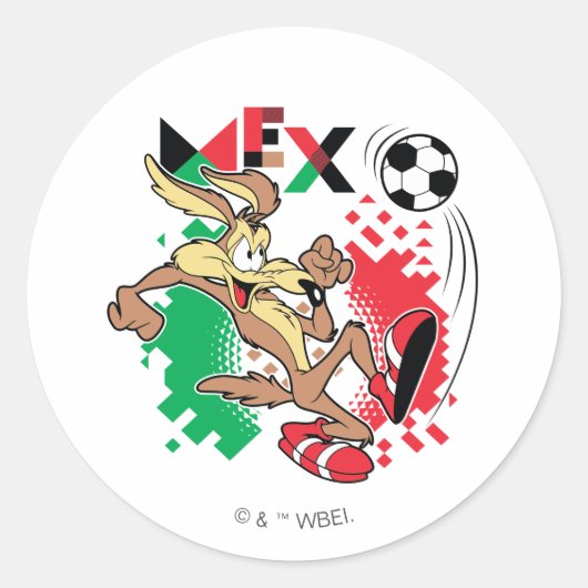 WILE E. COYOTE™ Team Mexico Soccer Graphic Ronde Sticker (Voorkant)