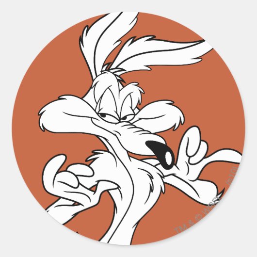 WILE E. COYOTE™ tevreden kijkend Ronde Sticker (Voorkant)