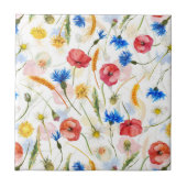 WIlelbloem met papavers en kruisbloemen Tegeltje (Voorkant)